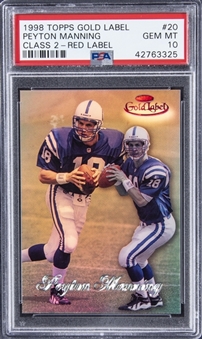1998 Topps Gold Label Class 2 - Red Label #20 Peyton Manning Rookie Card (#007/050) - PSA GEM MT 10